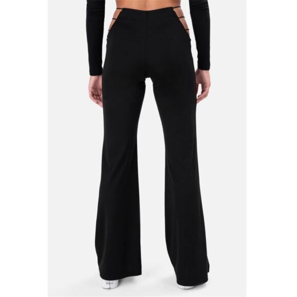 Adika Empire Flare Cut Out Black Pull On Pants Women’s Size Small - Picture 2 of 14